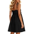 thumbnail image 4 of Bxsruta Women's Spaghetti Strap Tie Shoulder High Waist Babydoll Dress Casual Pull on A Line Sleeveless Mini Dress with Lace Trim for Summer Spring Comfy Daily Wear, 4 of 8