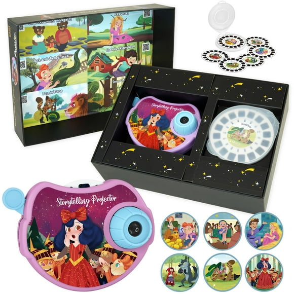 SMILESSKIDDO Projecteur de Livres pour Enfants - Projecteur de Narrations, 6 Disques (Conte de Fées) avec Projection Claire, Jouet Éducatif Cadeau