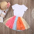 thumbnail image 6 of Douhoow Toddler Baby Girls Princess Birthday Outfits Set Short Sleeve T-Shirt + Colorful Skirts, 6 of 9