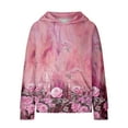 thumbnail image 7 of Mercatoo Girls Vintag Hoodi, Kids Flor Print Long Sleeve Hooded Sweatshirt Casual Stylish Fall Winter Outfit Tops, 7 of 7