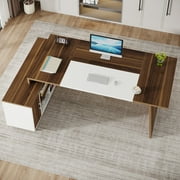 Tribesigns 78-Inch Executive Office Desk: Modern L-Shaped Desk with File Cabinet and Storage Shelves, Large Wood Computer Desk for Home Office