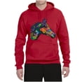 thumbnail image 3 of Colorful Neon Horse | Dean Russo Art Animal Lover Unisex Hoodie Sweatshirt, Red, 3X-Large, 3 of 6