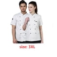 thumbnail image 4 of CHEF DE ALGODÓN Uniforme de manga corta de verano camisas para hombres chaqueta de chef delantal botones Sweat Bands for Grill Restaurant Bar Shop Cafes Blanco 3XL, 4 of 7