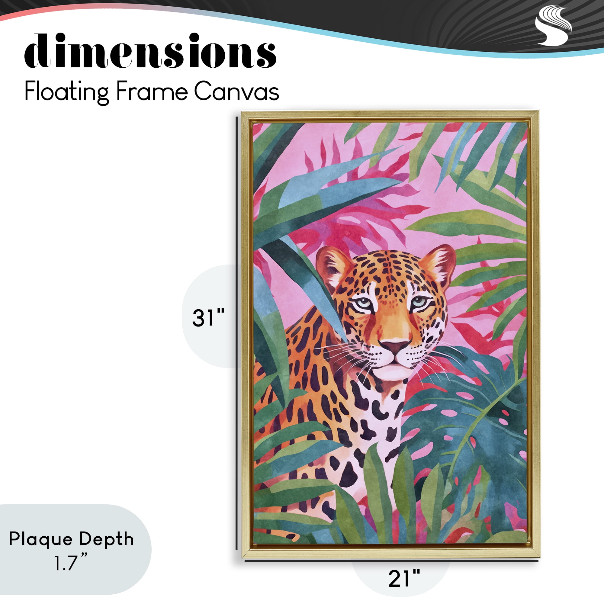 Stupell Industries Wild At Heart Leopard Gold Framed Floater Canvas Wall Art, design by Andrea Haase