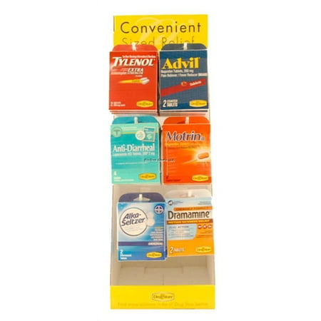 Marine Sports Drug Store Display (6 Medications, 9 Each) Tylenol, Advil, Excedrin, Dramamine, Pepto Bismol,