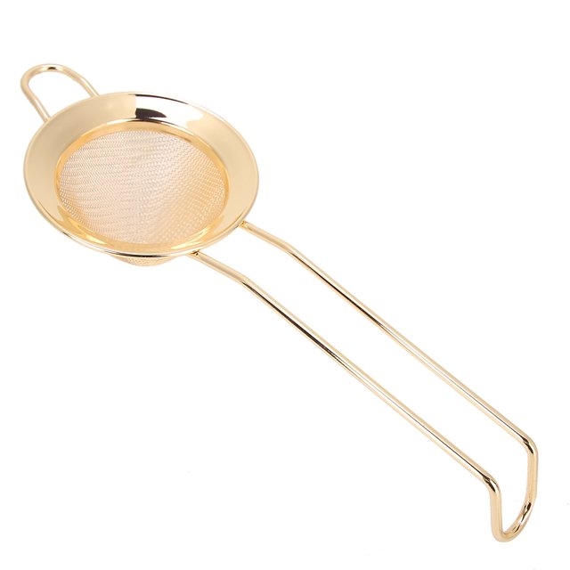 Loose Tea Strainer Small Strainer Fine Mesh Stainless Steel Filter, Mesh Strainer, Powder Strainer, Cocktail For Bar Household Cooking Gold