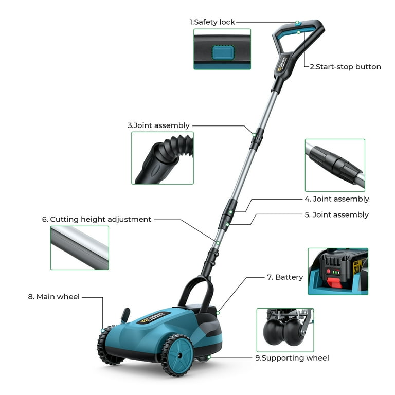 Gisam Brushless Lawn Mower Cordless in Small Electric Handy - Main Image