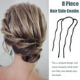 thumbnail image 3 of RUseeN 8 Pieces Hair Side Combs, Metal Hair Fork Clip French Twist Comb for Updo Bun, Teeth Hair Pins U-Shape Hair Sticks for Women Hair Styling Tool Accessories (Black), 3 of 7
