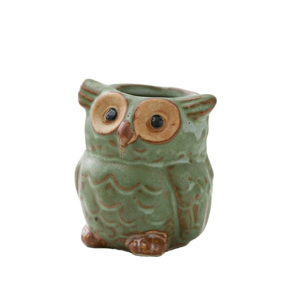 Gnwei 2.2 Inch Owl Ceramic Succulent Planter Pots with Drainage Hole, Mini Cute Flower Pots Tiny Plant Holder Container Best for Home Office Garden Decoration Owl Gift Ideas