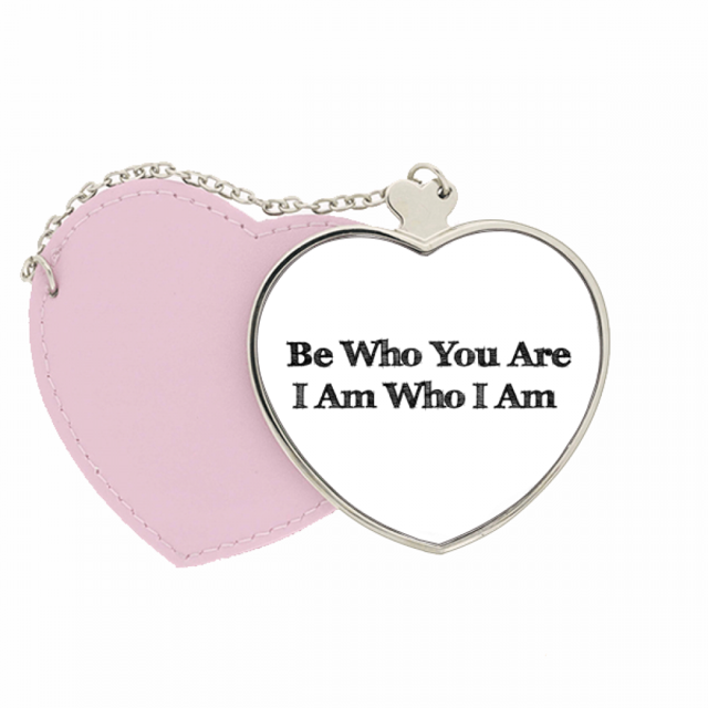 Ser tu mismo cita inspiradora Bolsa de viaje Mirror maquillaje corazón rosa