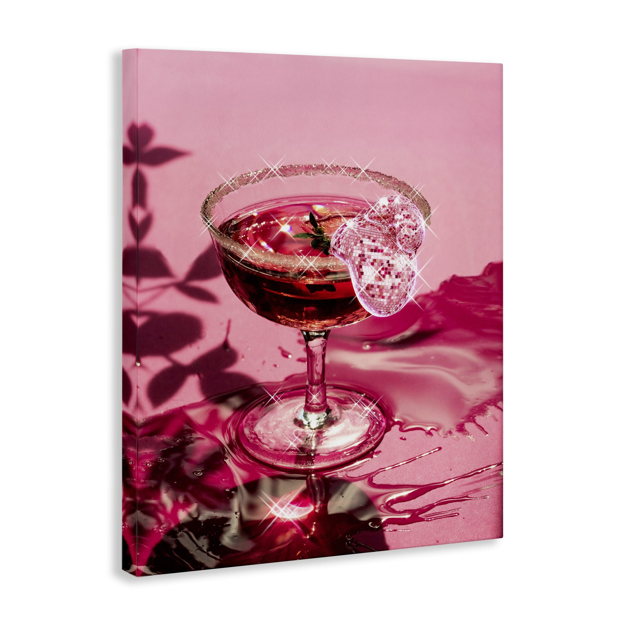 Stupell Industries Pink Glimmering Drink Food & Beverage Painting Gallery Wrapped Canvas Art Print Wall Art, 24 x 30