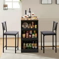 thumbnail image 4 of VECELO 3-Piece Pub Counter Height Dining Set, Kitchen Table & Chairs w/ Storage, Brown, 4 of 13