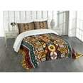 thumbnail image 3 of Ambesonne Kente Pattern Quilted Bedspread Set 3 Pcs, Prehistoric Borders, King Size, Multicolor, 3 of 5