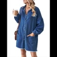 thumbnail image 2 of Vestido Camisero Vaquero Extragrande para Mujer, con Botones, Larga, Farol, Bajo Deshilachado y Azul Oscuro L, 2 of 10