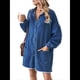 thumbnail image 2 of Vestido Camisero Vaquero Extragrande para Mujer, con Botones, Larga, Farol, Bajo Deshilachado y Azul Oscuro L, 2 of 10
