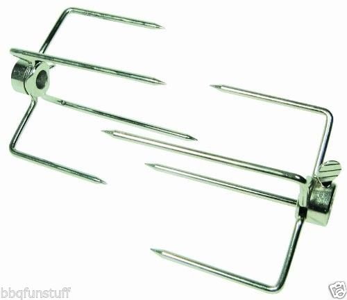 Set of 4 Gas and Charcoal Grill 4 Prong Rotisserie Spit Fork Std 5/16" rods 