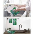 thumbnail image 5 of Green Geometric Kitchen Dish Towels for Drying Dishes Set of 4, Abstract Art Modern Painting Waffle Weave Microfiber Hand Tea Bathroom Towels Quick Dry & Absorbent Towel 12x12, 5 of 7