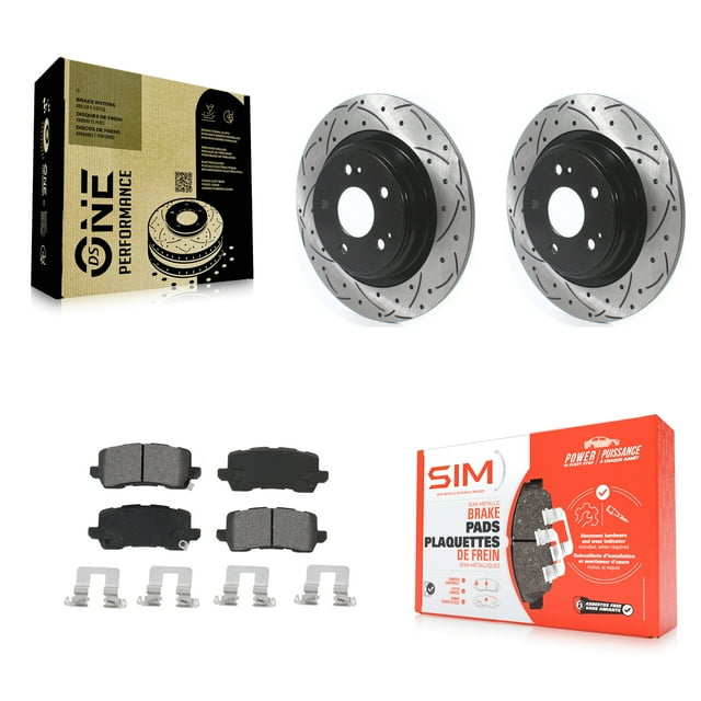 Transit Auto Rear Coated Drilled Slotted Disc Brake Rotors and Semi-Metallic Pads Kit for Car 2017-2020 Acura MDX KDS-100658
