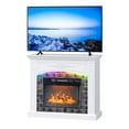 thumbnail image 6 of Paproos 43” Electric Fireplace with Mantel, Freestanding Electric Fireplace Heater with Remote Control, Realistic Flame, Timer, Ultra-Thin Fireplace Insert with COB LED for Living Room, 1400W, White, 6 of 8