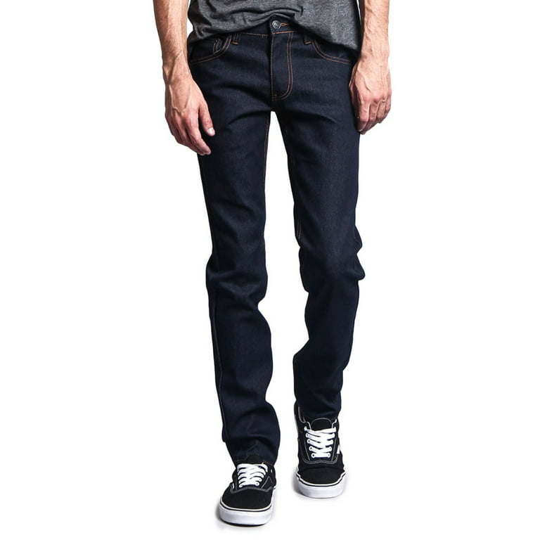 Victorious Men's Skinny Fit Unwashed Raw Denim Jeans DL938 