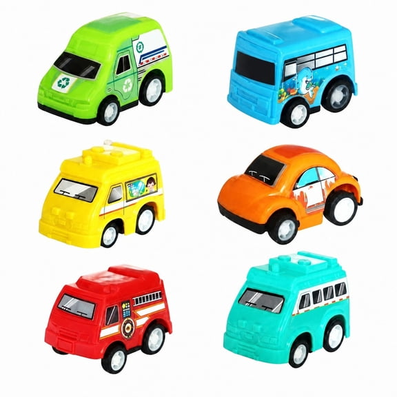 6 Pack Mini Pull Back Engineering Car Toys for Kids, Wind-Up Plastic Pullback Vehicle Set, No Battery Educational Play Toy, Cute Colorful Engineering Truck Toy Gift Random Styles