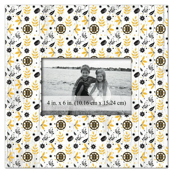 Boston Bruins 10'' x 10'' Floral Pattern Frame