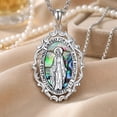 thumbnail image 3 of CACA LADY 925 Sterling Silver Virgin Mary Necklace for Women Mother Mary Pendant Abalone Shell Religious Catholic Jewelry Miraculous Medal Necklace Gift, 3 of 6