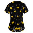 thumbnail image 4 of Uniforme de trabajo estampado de moda SCZ para mujer con camiseta de bolsillo top de manga corta negro 4xl, 4 of 6