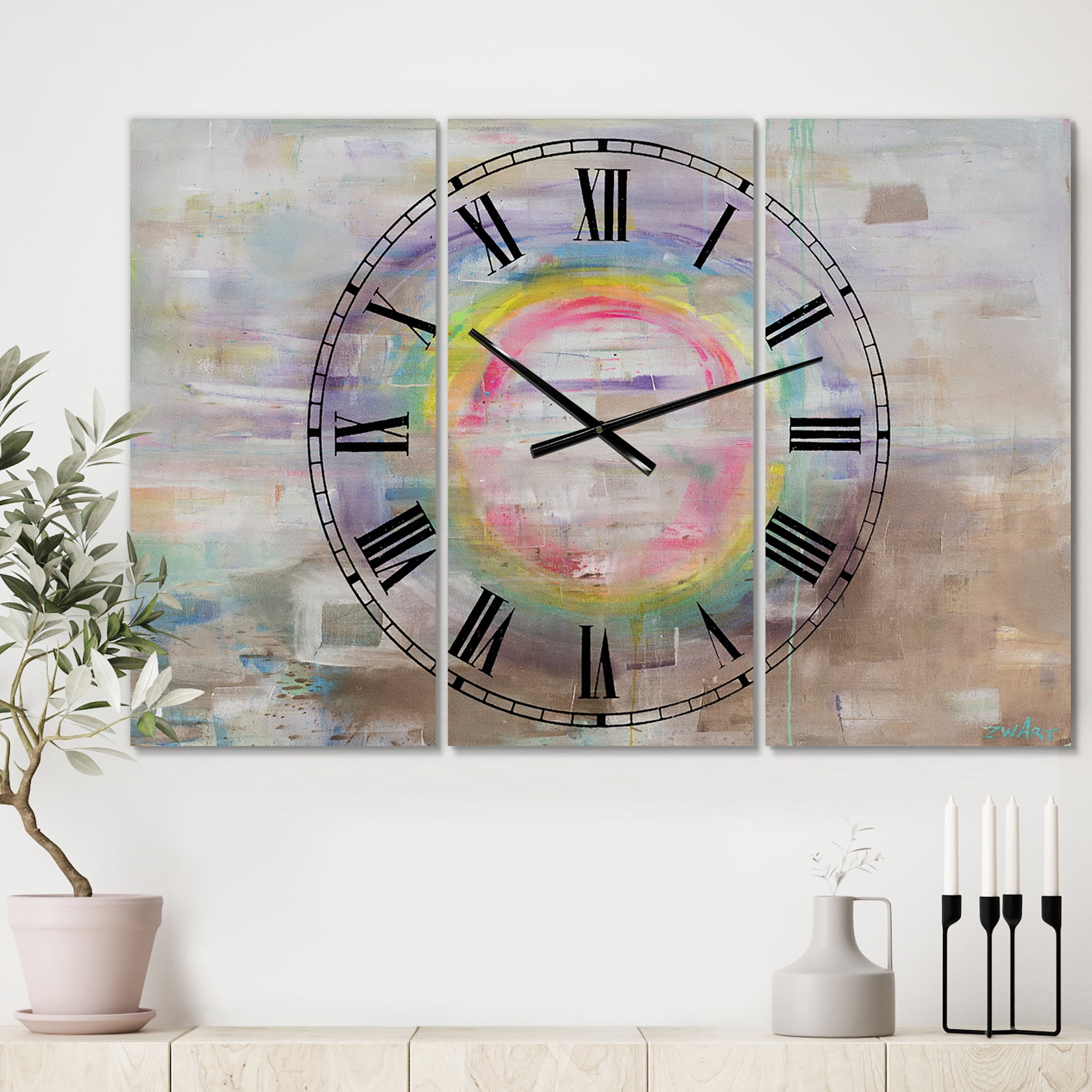 Designart 'Rainbow Reflect Mood' Oversized Cottage Wall Clock