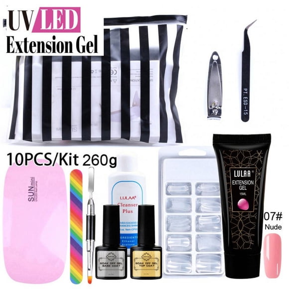 Poly Uv Gel Nail Builder Extension Kit LED Lamp Nail Gel Polish Set Extension Polygel Nail Kit 10 piece set