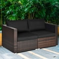 thumbnail image 3 of Costway 2PCS Patio Rattan Corner Sofa Sectional Furniture Set Black Cushion, 3 of 11