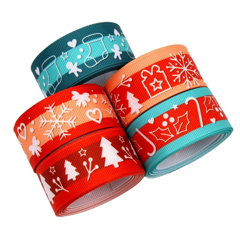 Travelwant Christmas Ribbon for Gifts, Grosgrain Satin Fabric Ribbon Set  for Xmas Gift Wrapping, Hair Bows Making, Craft Sewing 
