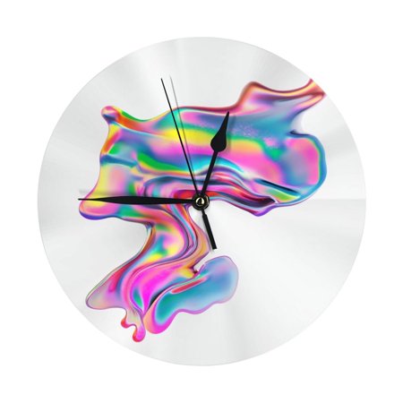 Wall Clocks iridescent chrome fluid shapes Decorative for Living Room Kitchen Home Bedroom
