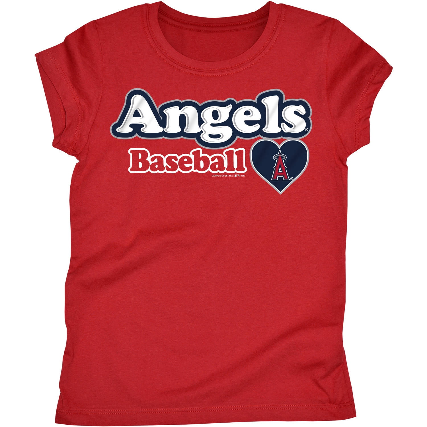 MLB Los Angeles Angels Girls Short Sleeve Team Color Graphic Tee