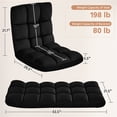 thumbnail image 5 of Yaheetech Floor Folding Padded Lounge Chair with 14 Adjustable Positions,Black, 5 of 11