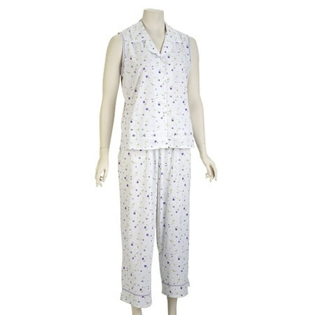 Women's Plus Purple Pansy Knit Pajamas