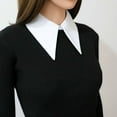 thumbnail image 2 of PFDDRW Long Pointed Flat Dickey Collar False Faux Cotton Half Shirt Blouse Button, 2 of 8