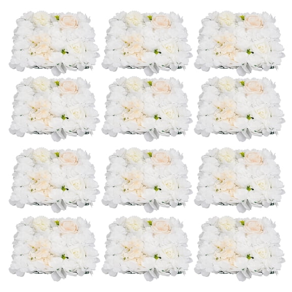 12PCS Artificial Flower Wall Panels White Artificial Flower Wall Backdrop Panels