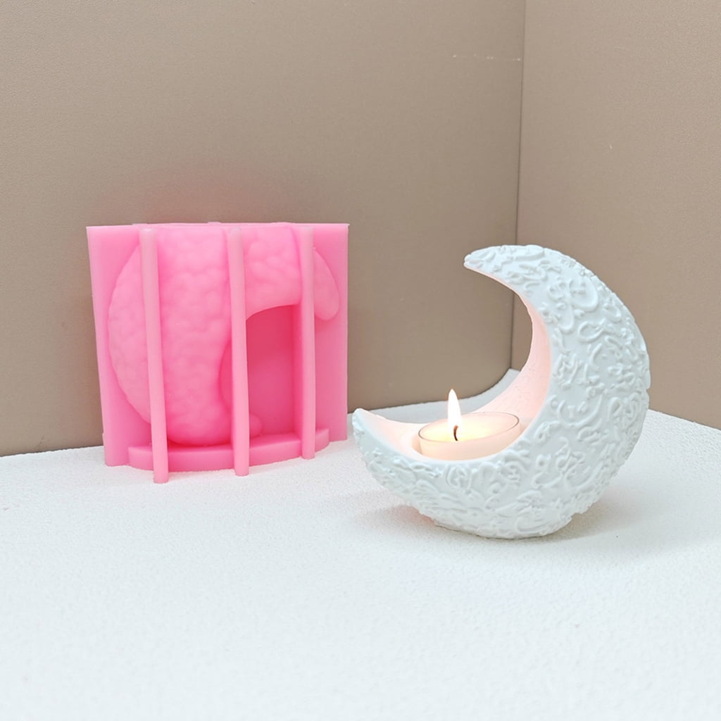 Moon Shape Candle Holder Molds Silicone Tealight Stand Molds for Epoxy Resin