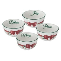 Pfaltzgraff Winterberry 4.5 in Stoneware Red Ribbon Tabelware Bowl (set of 4)