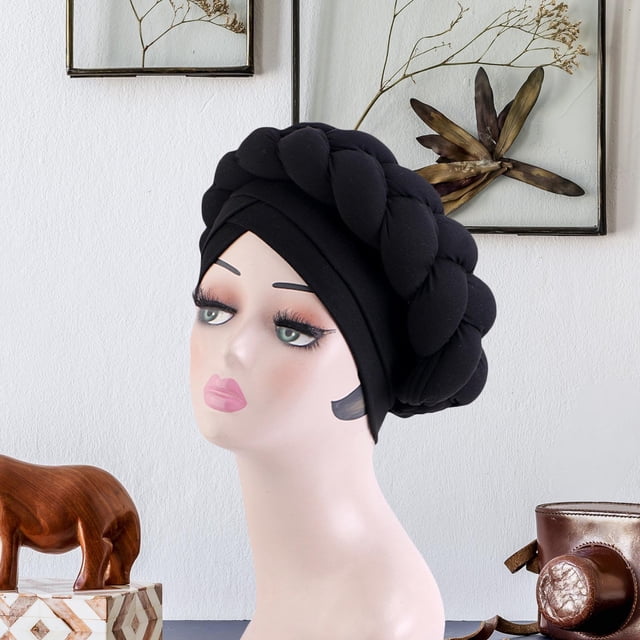 Turbante africano Yinane para mujer Negro
