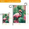 thumbnail image 3 of Pink Flamingo Tropical Palm Leaves Trees Double Sided Garden Flag Decorative Weather Resistant Yard Flag, Large DIY Vertical Flag for Farmhouse Patio Lawn, 28x40 Inch, 3 of 6