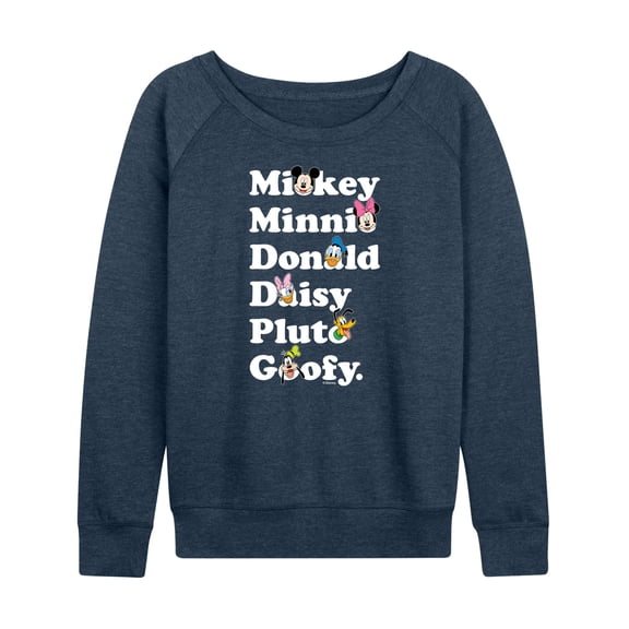 Mickey & Friends - Character List - Women's Lightweight French Terry Long Sleeve Shirt