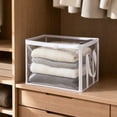 thumbnail image 5 of Yhmxh Clear PVC Clothes Storage Box with Zipper & Reinforced Handles, Foldable Transparent Clothing Organizer Bin, Dustproof Stackable Storage Container for Closet Sweaters, Shirts, Bedding, Toys, 5 of 6