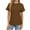 Brown T-shirt for women, variant on Tshirts Shirts for Women Summer Ribbed Knit Cuffed Short Sleeve Tunic Tops Ladies Loose Fit Tees Dressy Casual Blouse Gray S