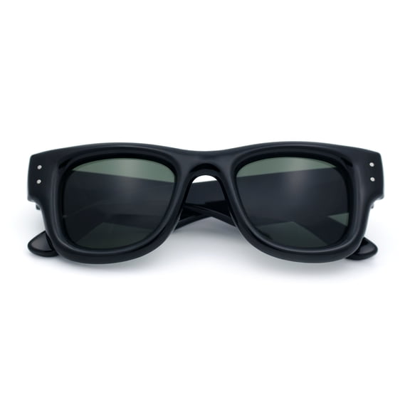 Classic Square Sunglasses for Men Women UV400 Protection Retro Thick Fat Bevel Frame Black Frame Green Lens