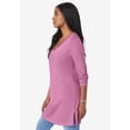 thumbnail image 3 of Roaman's Women's Plus Size Cotton Ultimate Long Sleeve V-Neck Tunic, 3 of 6