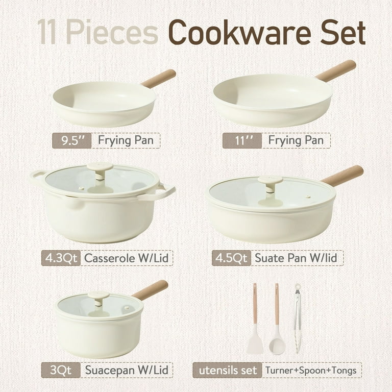 Carote Nonstick Pots and Pans Set, 11 Pcs Induction Kitchen Cookware Sets( Ceramic) 