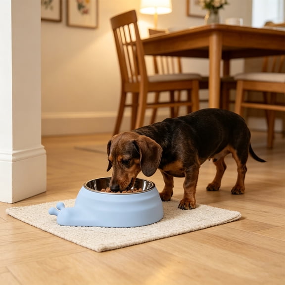 Tilted Stainless Steel Pet Bowl, 15° Raised Cat and Dog Food Bowl with Non-Slip Base, Feeder for Small to Medium Pets