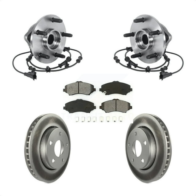 Transit Auto Front Hub Bearing Assembly Coated Disc Brake Rotors and Semi-Metallic Pads Kit for Car Jeep Wrangler KBB-113877
